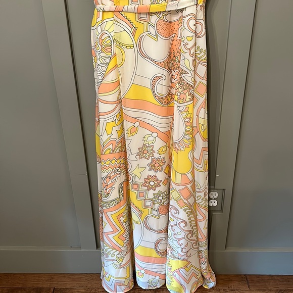 ModCloth Yellow Fits of Bliss Maxi Wrap Dress Retro Printed Size XL - Picture 11 of 12